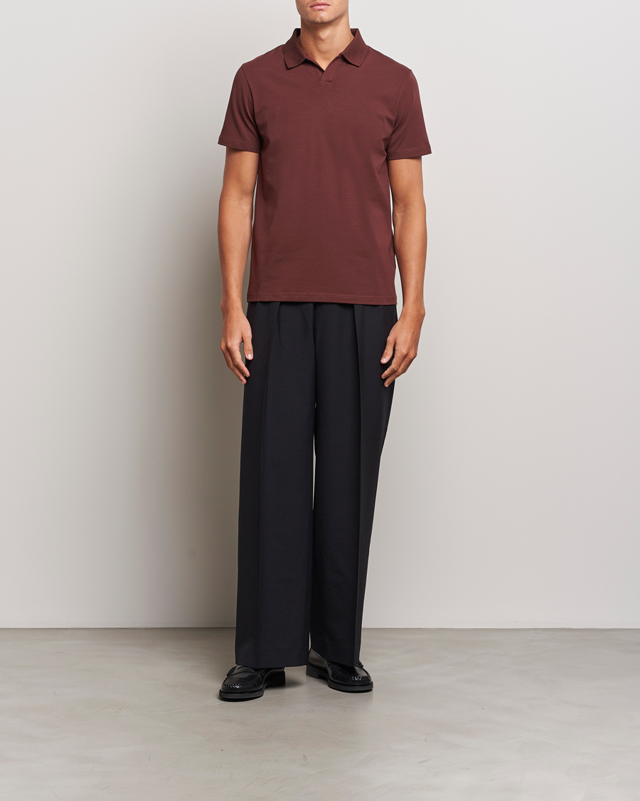 Herre | Polotrøjer | Filippa K | Soft Lycra Polo T-Shirt Mahogany Brown