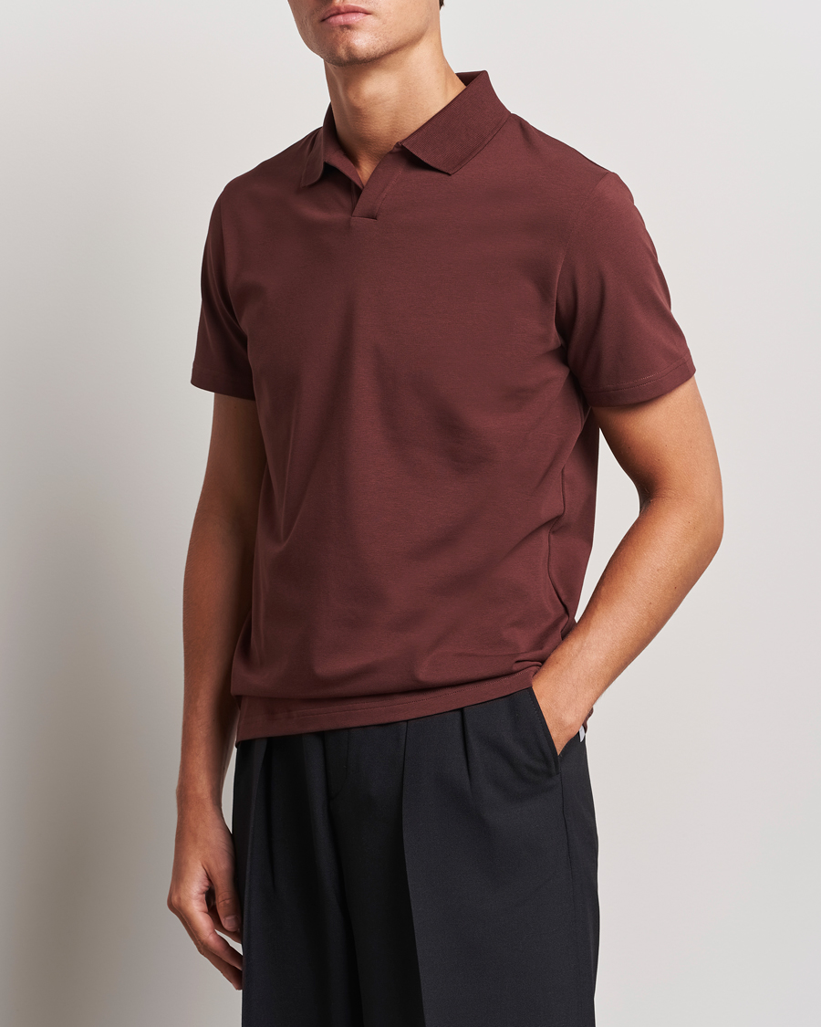 Herre | Polotrøjer | Filippa K | Soft Lycra Polo T-Shirt Mahogany Brown