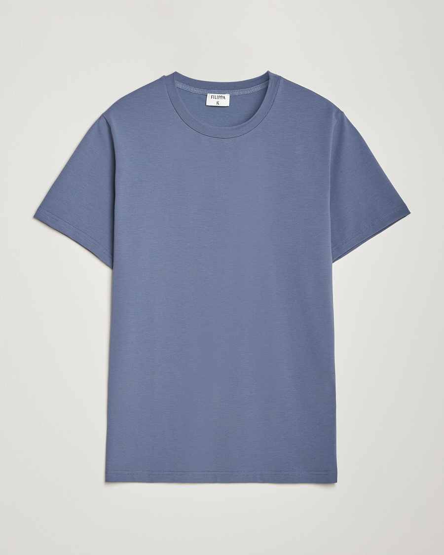 Herre | T-Shirts | Filippa K | Soft Lycra T-Shirt Grey Blue