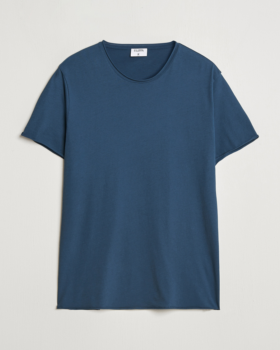 Herre | T-Shirts | Filippa K | Roll Neck Crew Neck T-Shirt Dawn Blue
