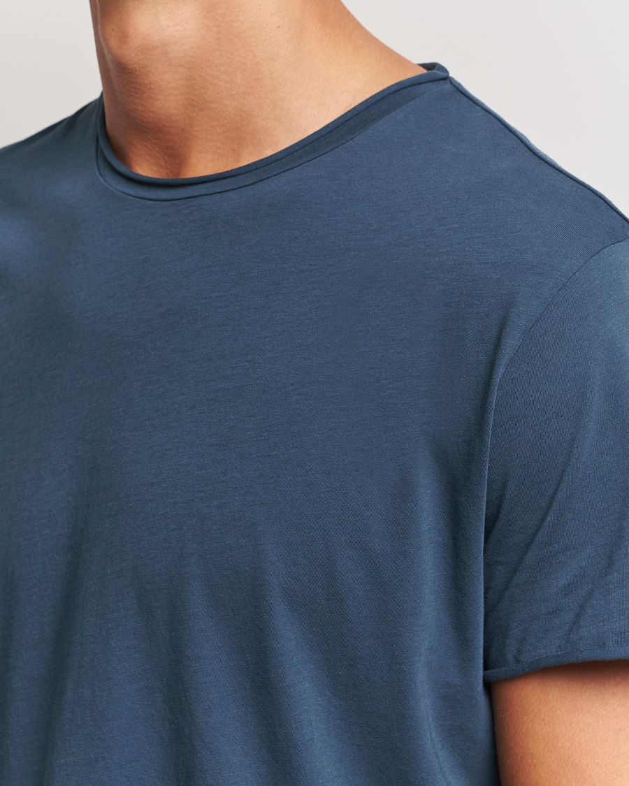 Herre | T-Shirts | Filippa K | Roll Neck Crew Neck T-Shirt Dawn Blue