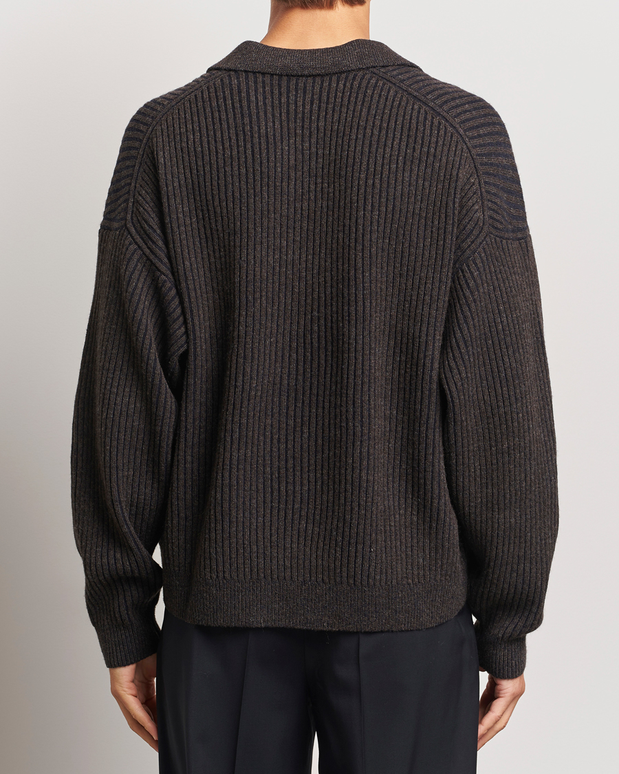 Herre | Trøjer | Filippa K | Rib Knitted Polo Shirt Mocha/Navy