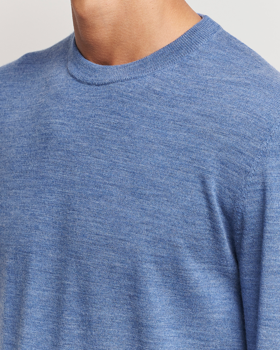 Herre | Trøjer | Filippa K | Merino Round Neck Sweater Blue Melange