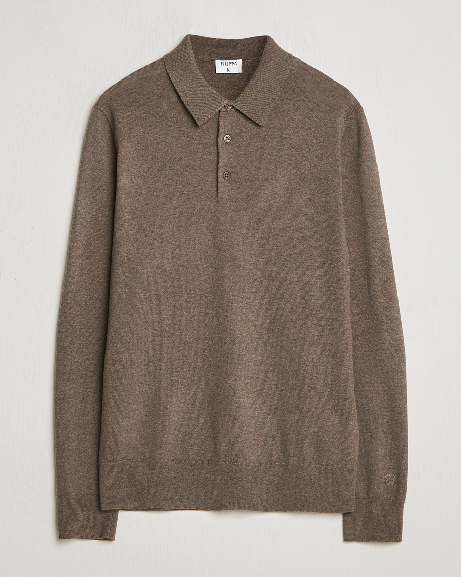 Herre | Trøjer | Filippa K | Knitted Polo Shirt Dark Sage Melange
