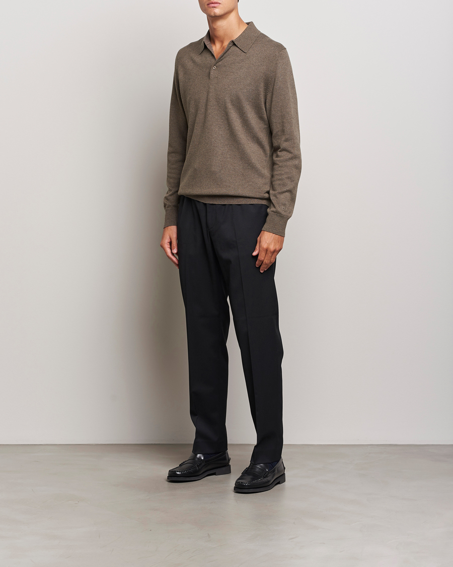 Herre | Trøjer | Filippa K | Knitted Polo Shirt Dark Sage Melange