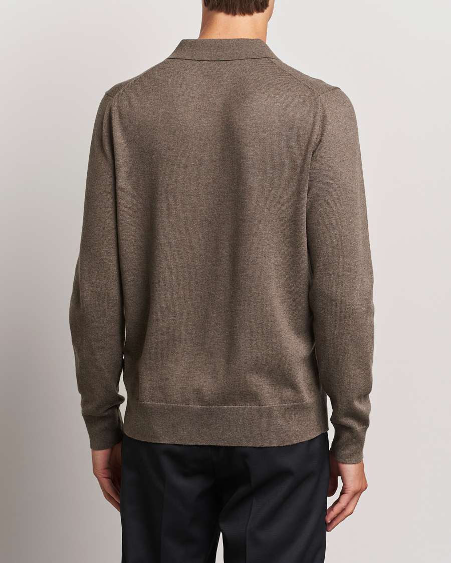 Herre | Trøjer | Filippa K | Knitted Polo Shirt Dark Sage Melange