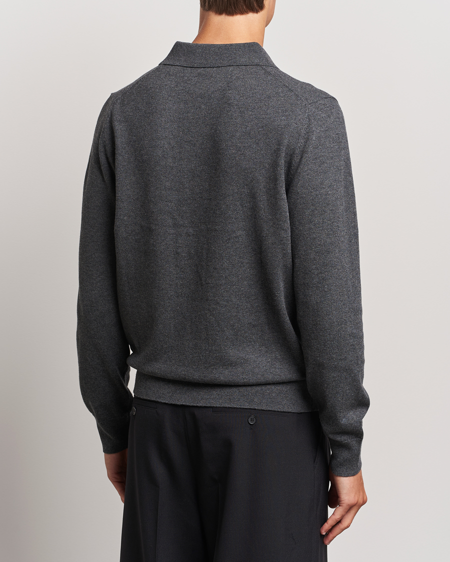 Herre | Trøjer | Filippa K | Knitted Polo Shirt Dark Grey Melange