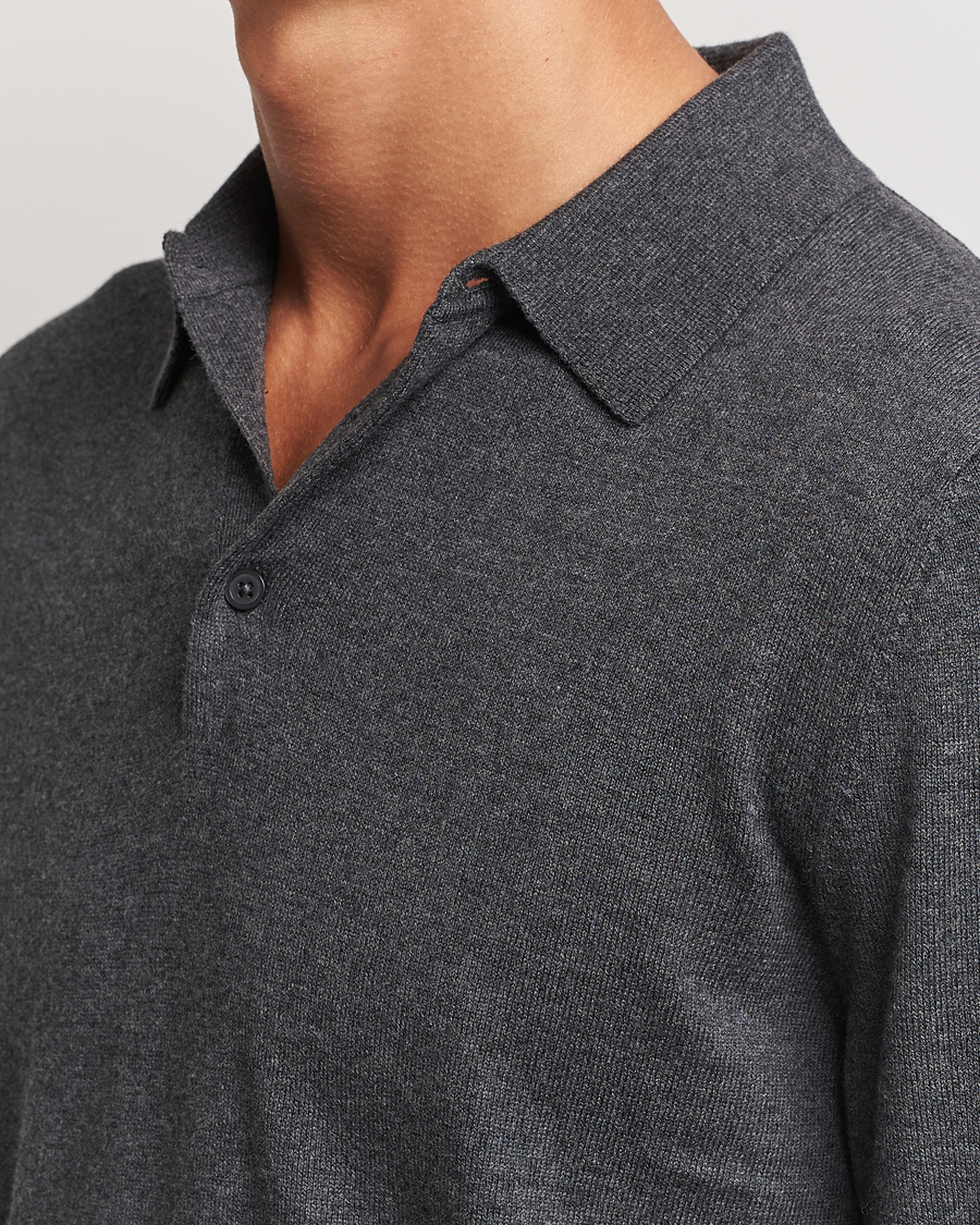 Herre | Trøjer | Filippa K | Knitted Polo Shirt Dark Grey Melange