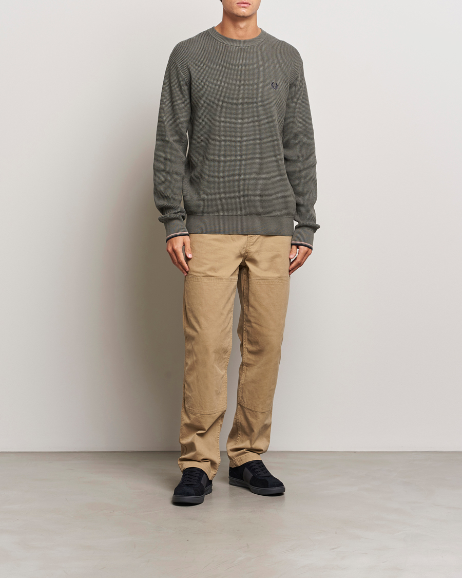 Herre | Trøjer | Fred Perry | Waffle Stitch Jumper Field Green