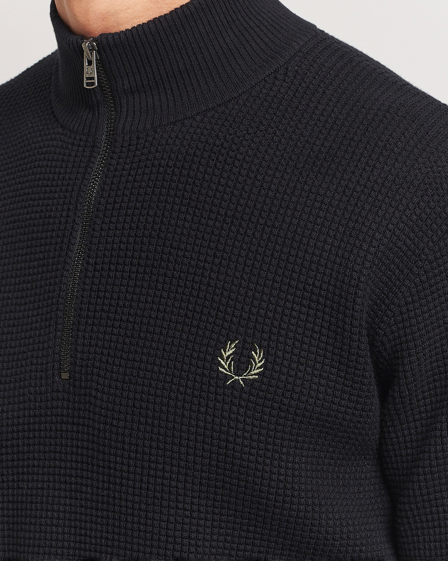 Herre | Trøjer | Fred Perry | Waffle Stitch Half Zip Black