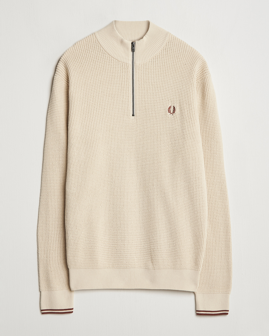 Herre | Trøjer | Fred Perry | Waffle Stitch Half Zip Oatmeal
