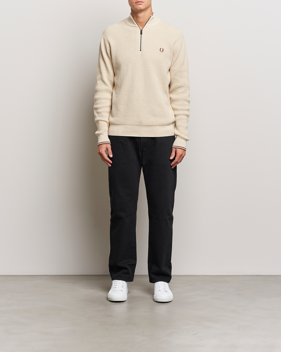 Herre | Trøjer | Fred Perry | Waffle Stitch Half Zip Oatmeal