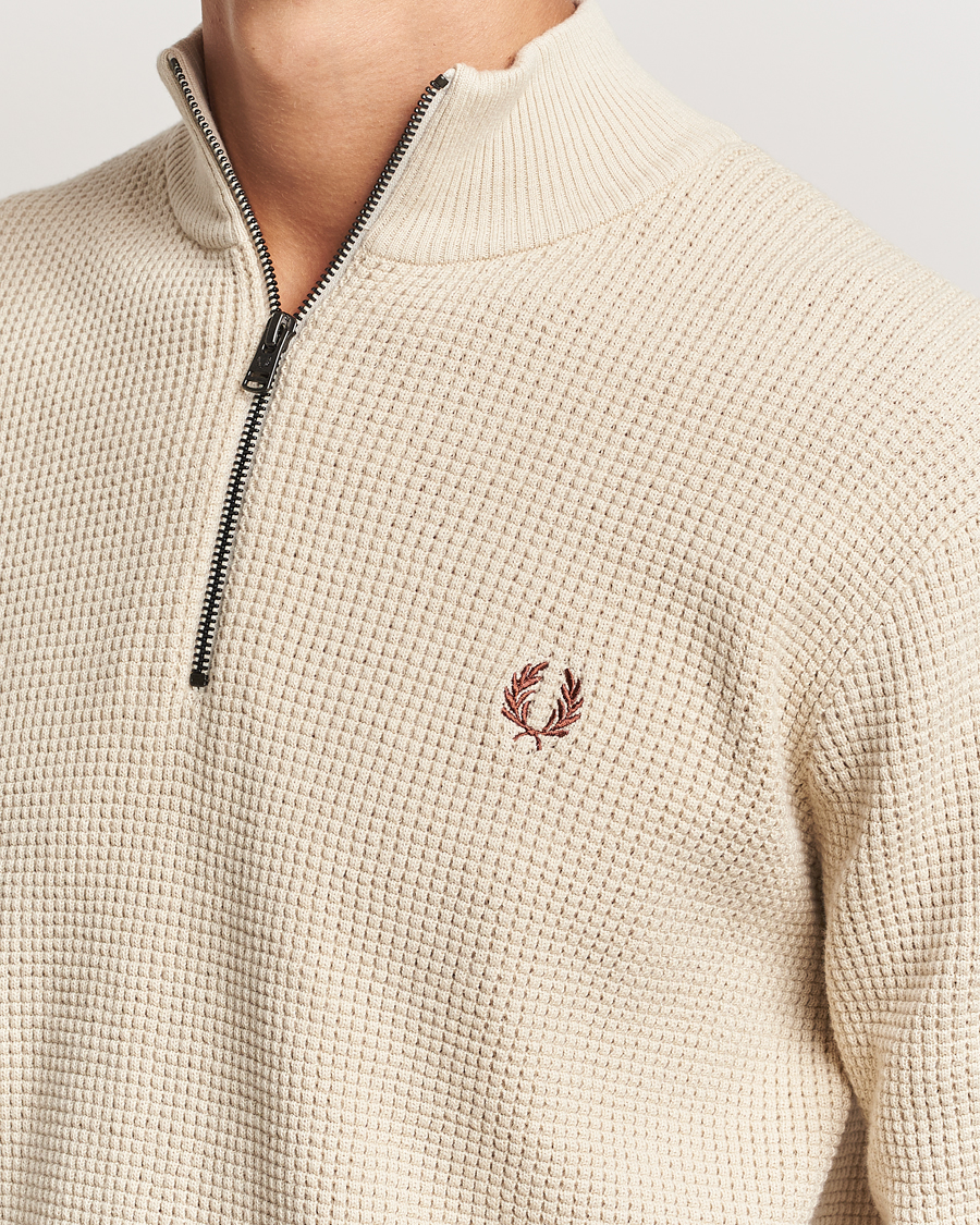 Herre | Trøjer | Fred Perry | Waffle Stitch Half Zip Oatmeal