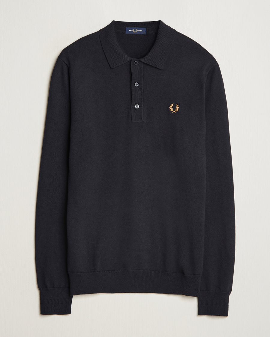 Herre | Trøjer | Fred Perry | Knitted Long Sleeve Polo Navy