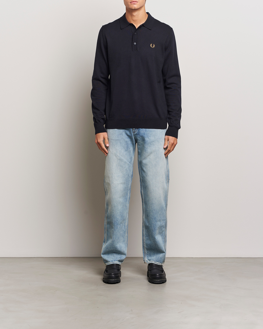 Herre | Trøjer | Fred Perry | Knitted Long Sleeve Polo Navy