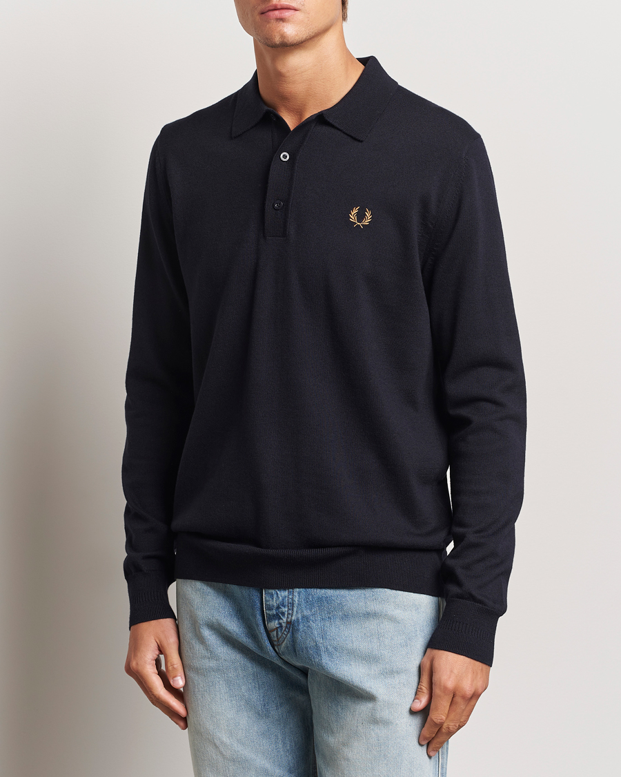Herre | Trøjer | Fred Perry | Knitted Long Sleeve Polo Navy