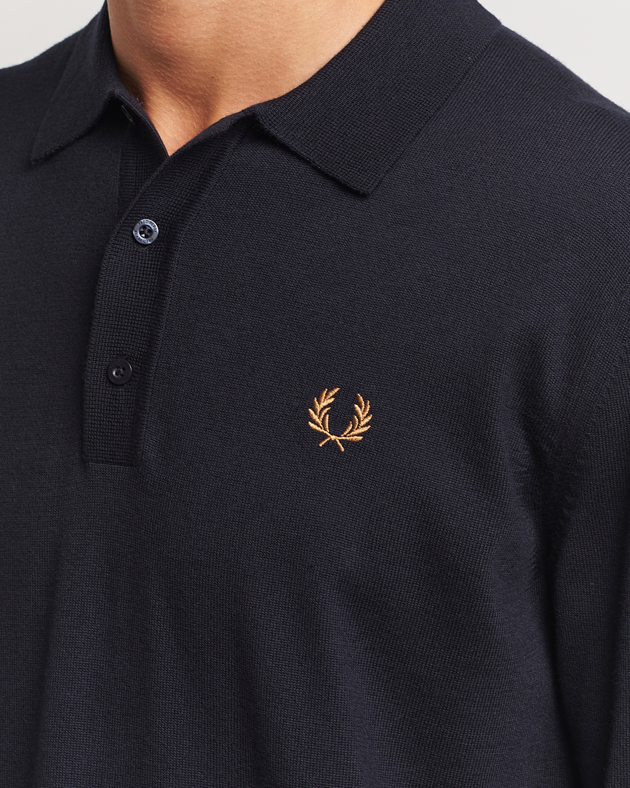Herre | Trøjer | Fred Perry | Knitted Long Sleeve Polo Navy