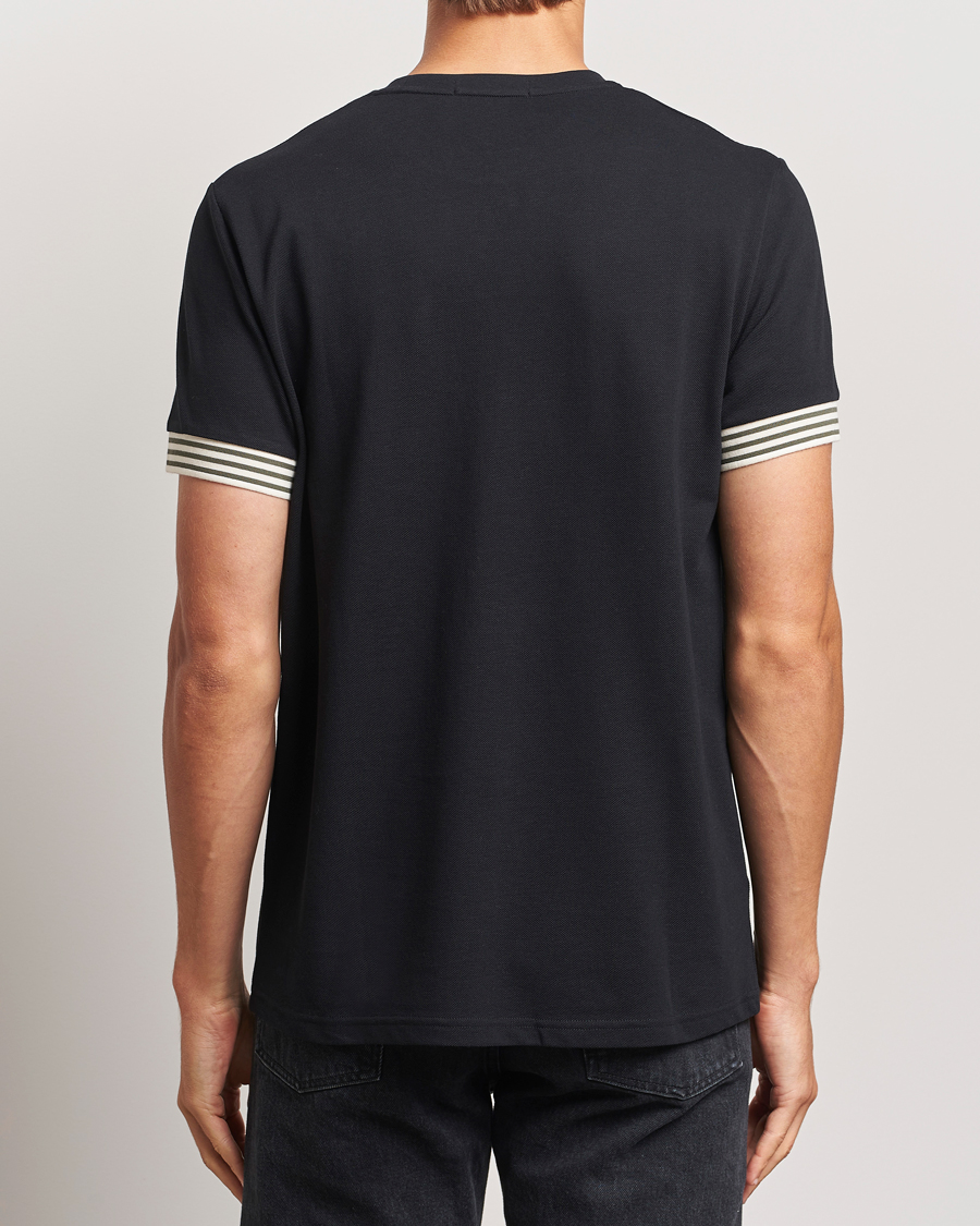 Herre | T-Shirts | Fred Perry | Striped Cuff Crew Neck T-Shirt Black