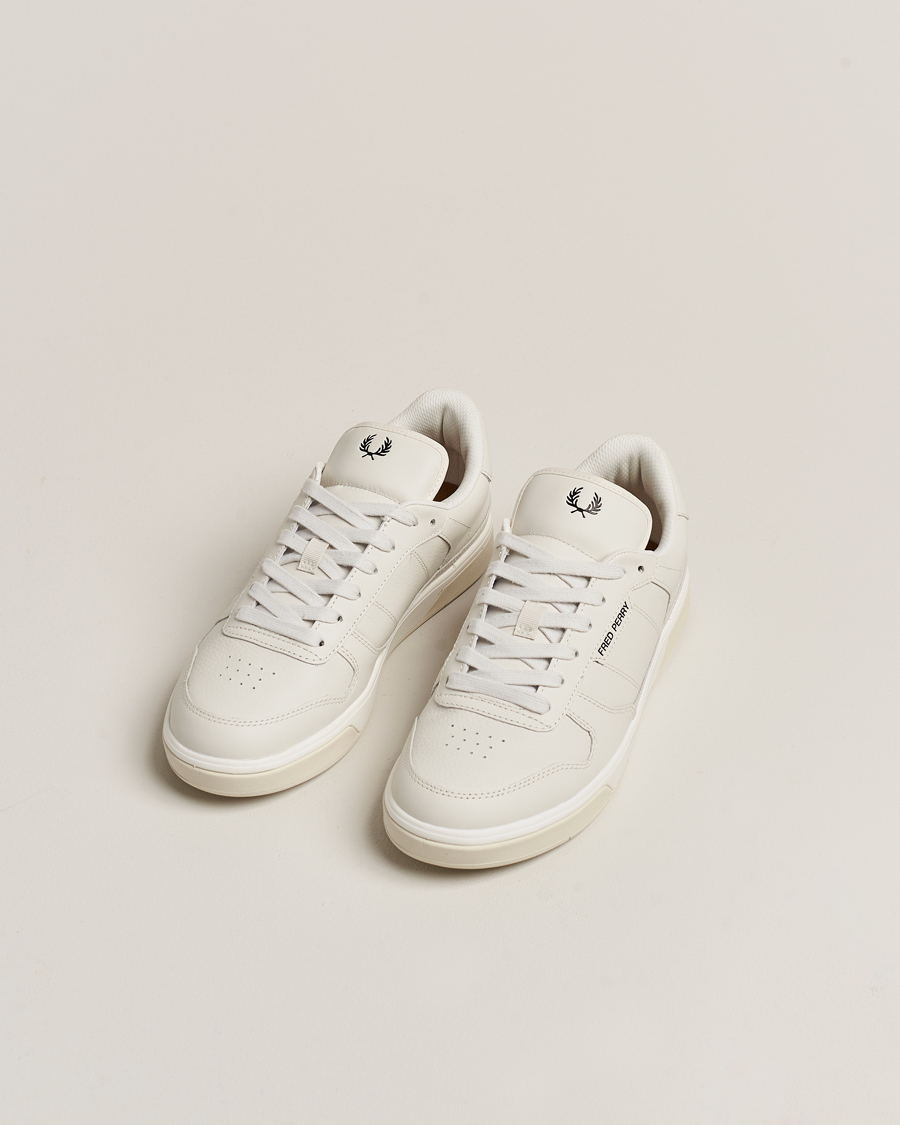 Herre | Fred Perry B300 Textured Leather Sneaker White | Fred Perry | B300 Textured Leather Sneaker White