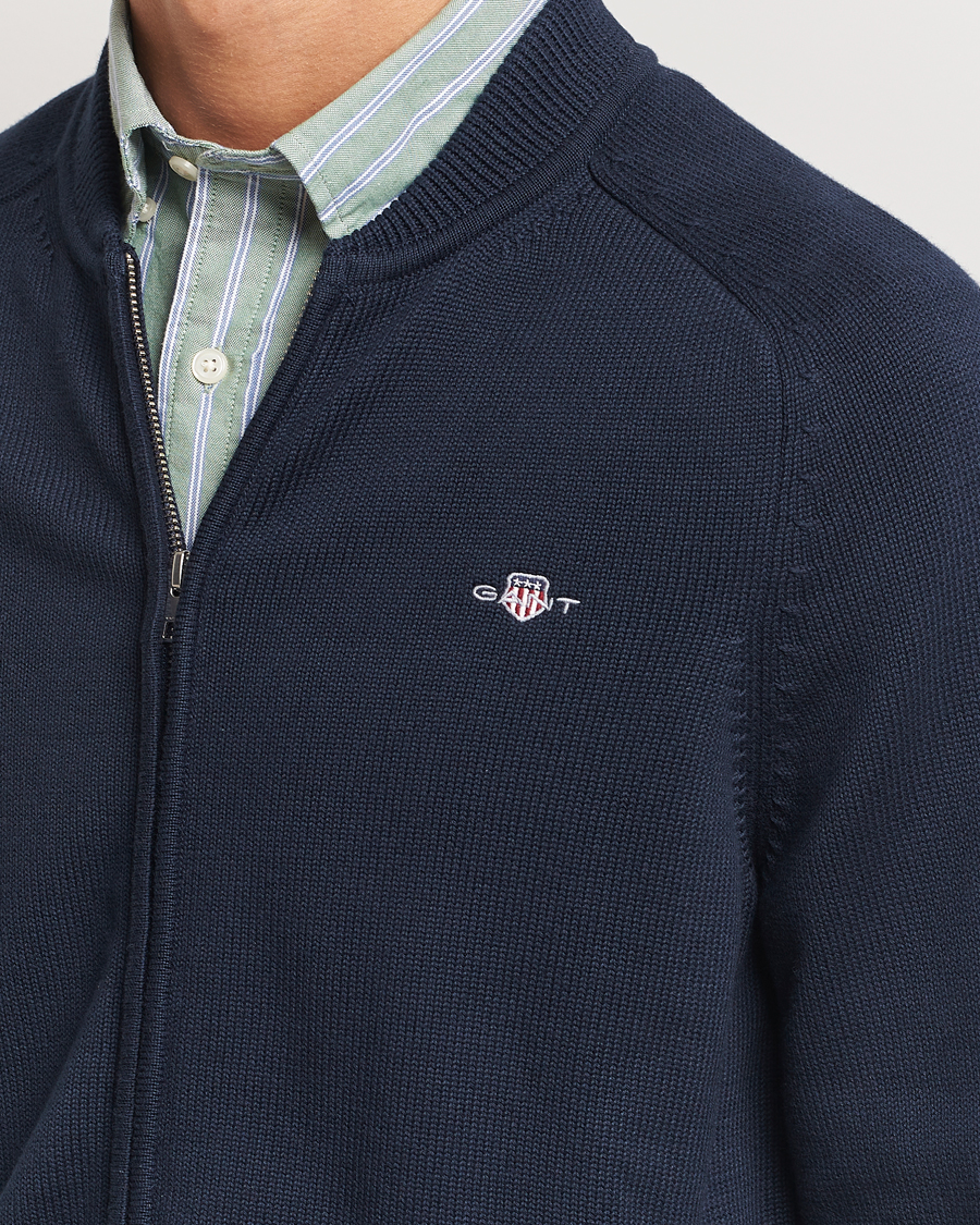 Herre | Trøjer | GANT | Casual Cotton Bomber Cardigan Evening Blue