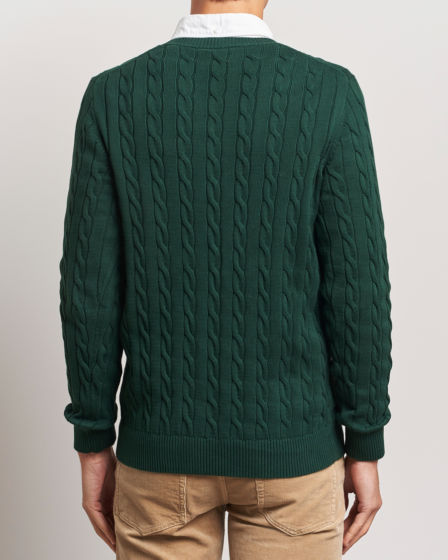 Herre | Trøjer | GANT | Cotton Cable Crew Neck Tartan Green