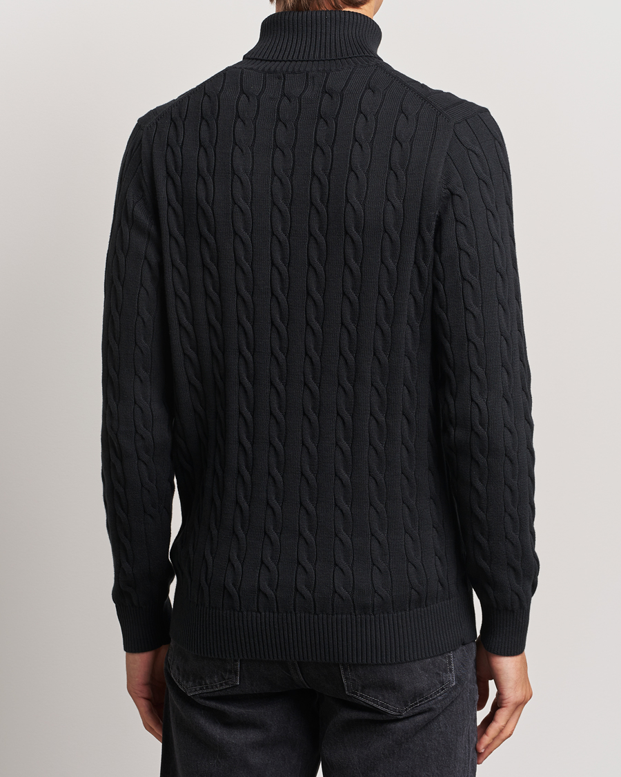 Herre | Trøjer | GANT | Cotton Cable Turtle Neck Black