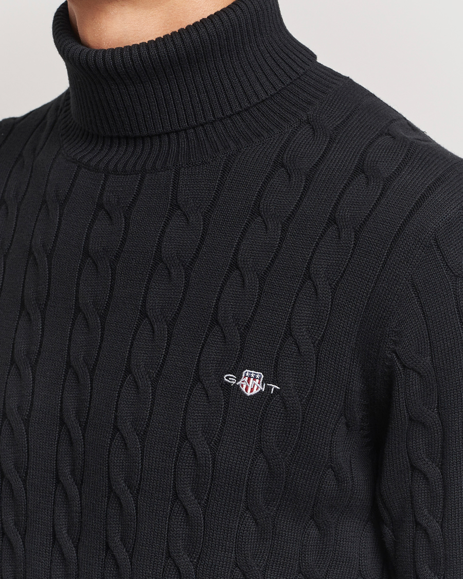 Herre | Trøjer | GANT | Cotton Cable Turtle Neck Black