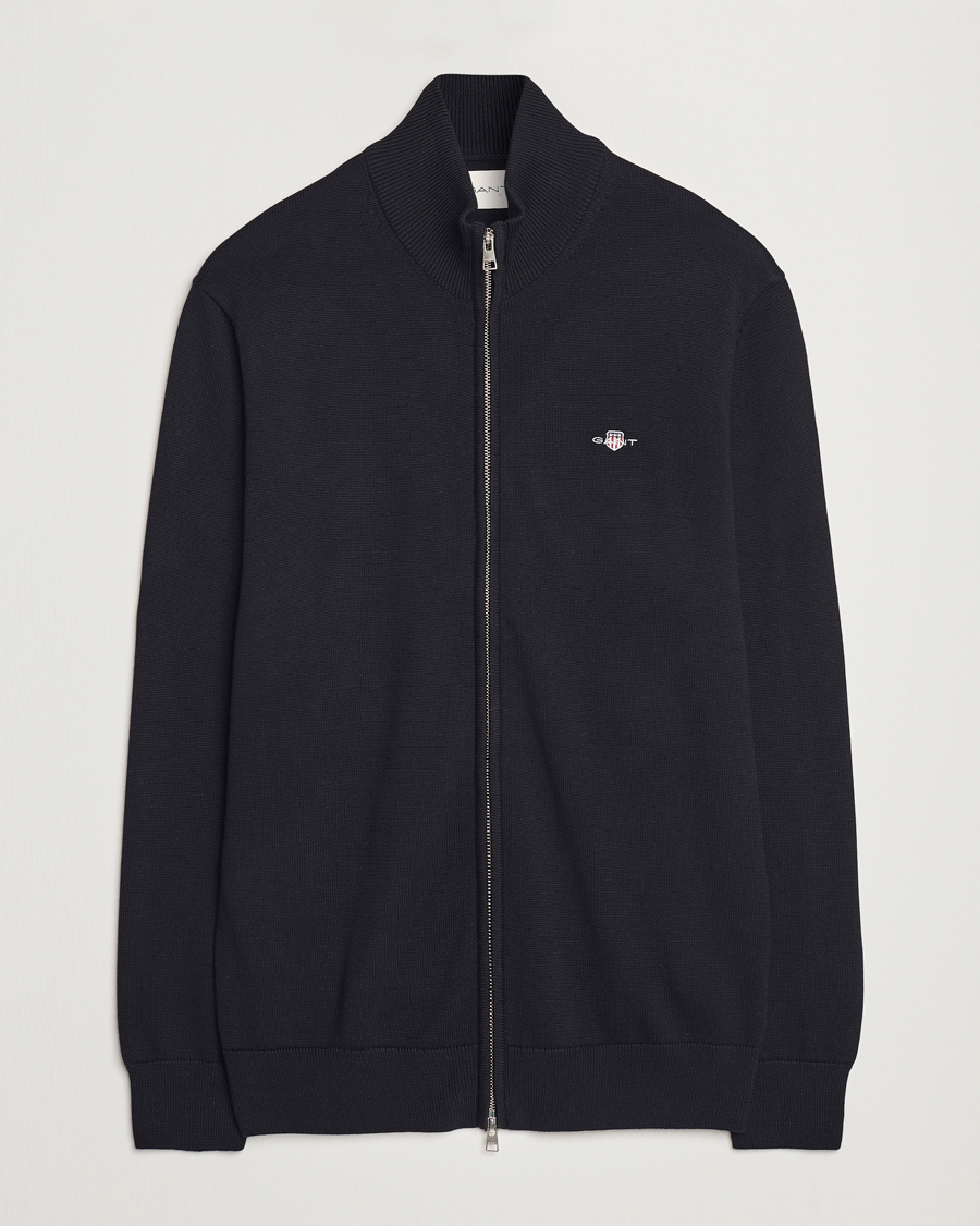 Herre | Trøjer | GANT | Cotton Full Zip Cardigan Black