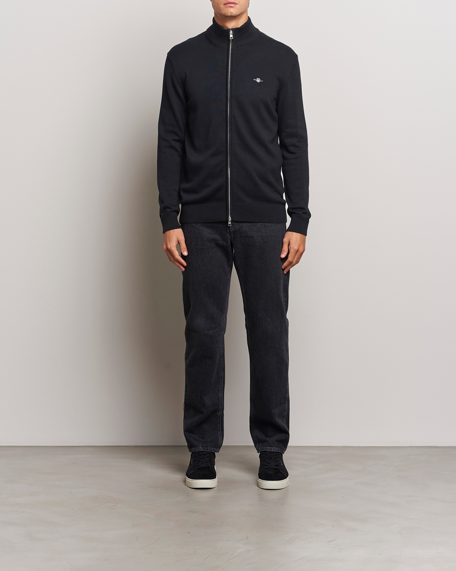Herre | Trøjer | GANT | Cotton Full Zip Cardigan Black