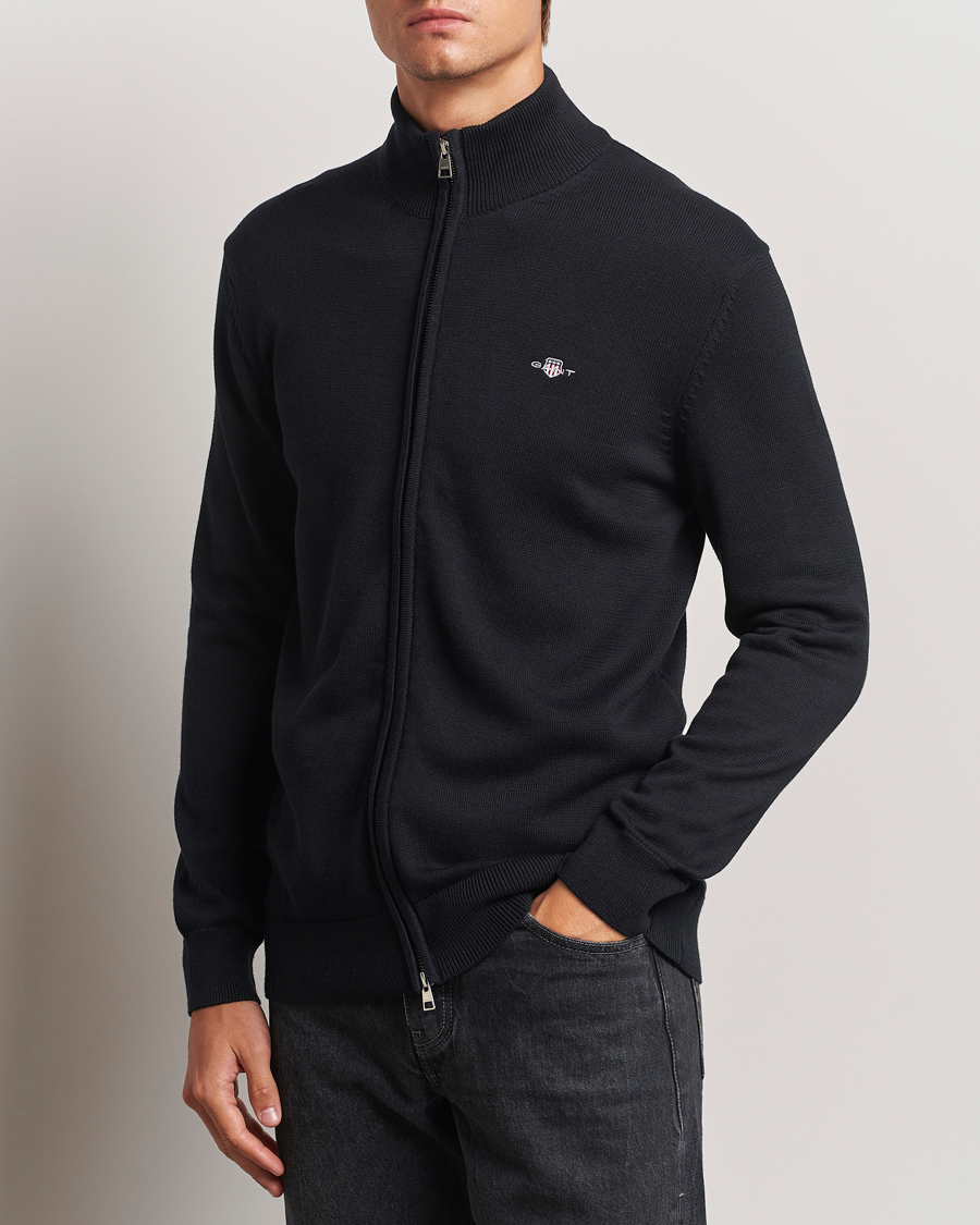 Herre | Trøjer | GANT | Cotton Full Zip Cardigan Black