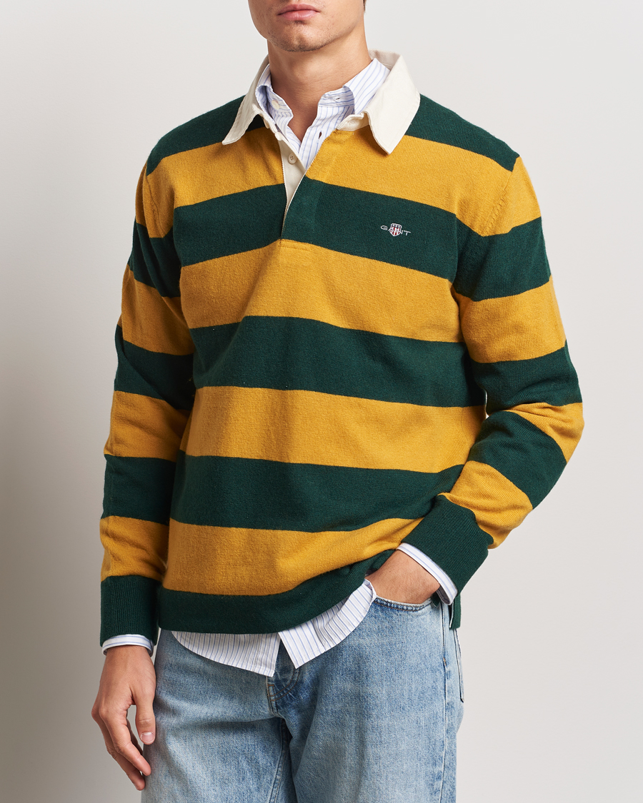 Herre | Trøjer | GANT | Extra Fine Lambswool Striped Rugger Tartan Green