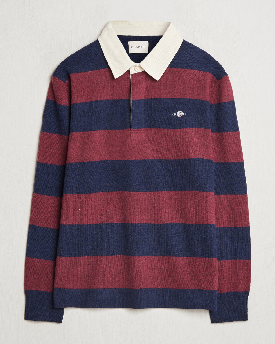 Herre | Trøjer | GANT | Extra Fine Lambswool Striped Rugger Marine
