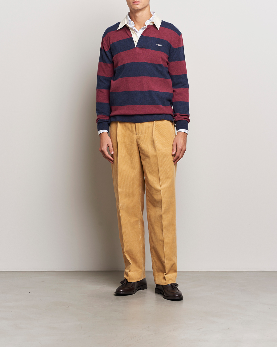 Herre | Trøjer | GANT | Extra Fine Lambswool Striped Rugger Marine