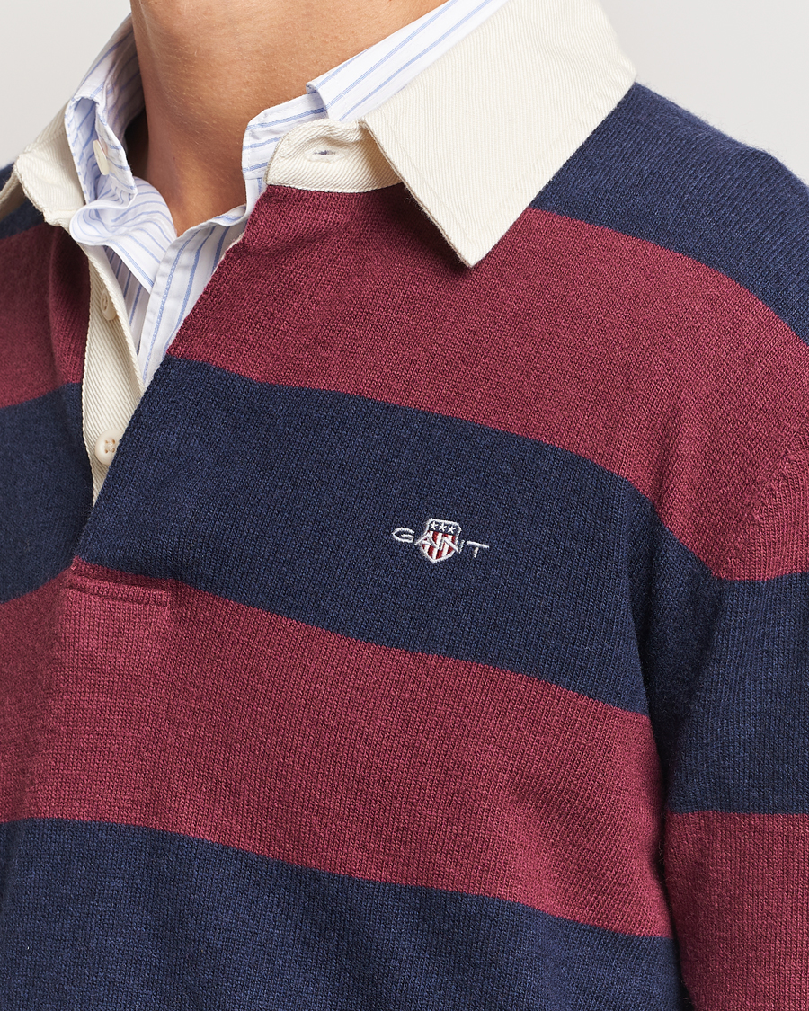 Herre | Trøjer | GANT | Extra Fine Lambswool Striped Rugger Marine