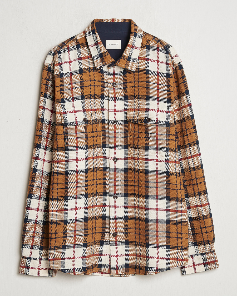 Herre | Skjorter | GANT | Herringbone Checked Overshirt Warm Earth