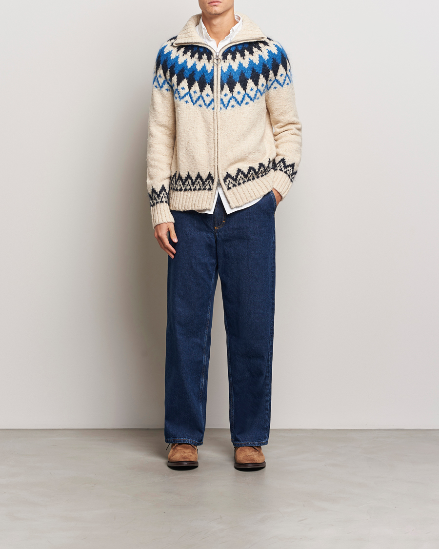 Herre | Trøjer | Gant | Jacquard Zip Cardigan Cream