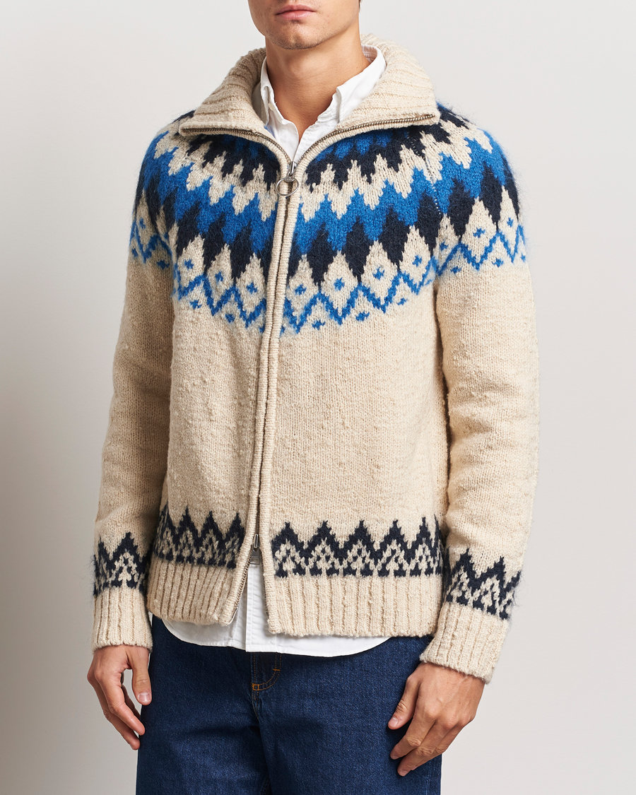 Herre | Trøjer | Gant | Jacquard Zip Cardigan Cream
