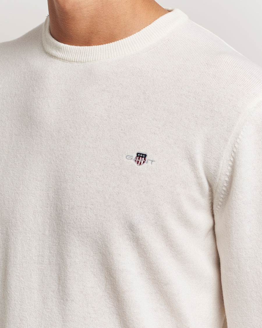 Herre | Trøjer | GANT | Lambswool Crew Neck Pullover Cream