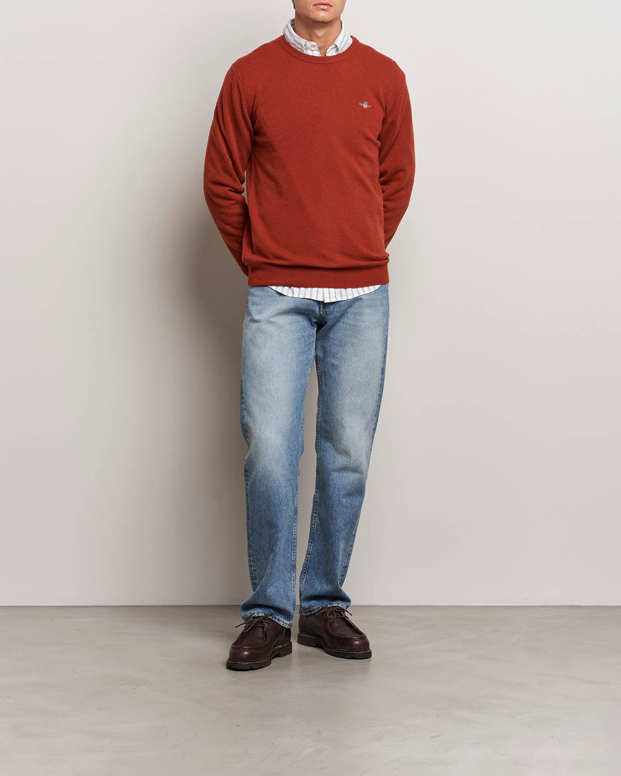 Herre | Trøjer | GANT | Lambswool Crew Neck Pullover Iron Red
