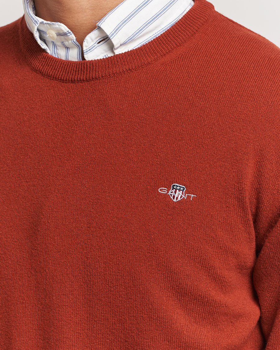 Herre | Trøjer | GANT | Lambswool Crew Neck Pullover Iron Red