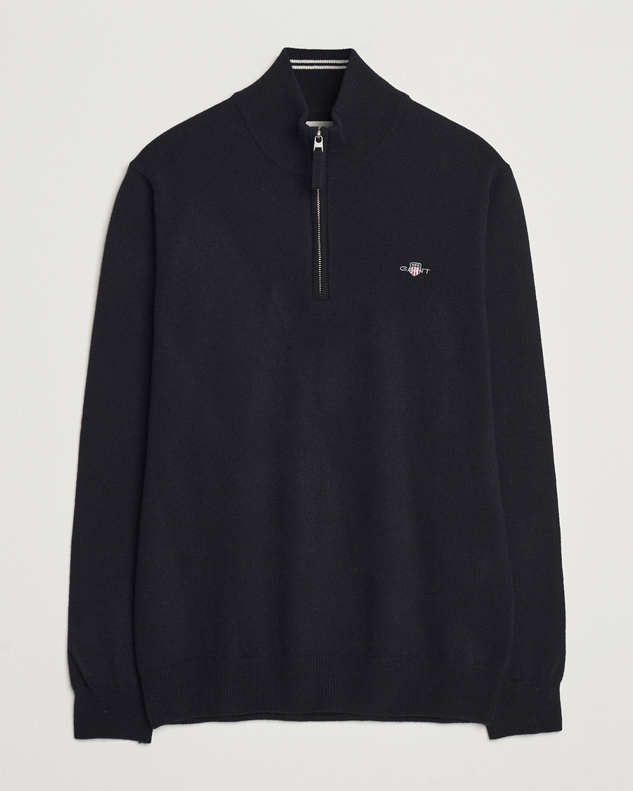Herre | Trøjer | GANT | Lamsbwool Half Zip Black