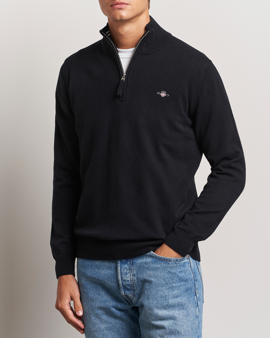 Herre | Trøjer | GANT | Lamsbwool Half Zip Black