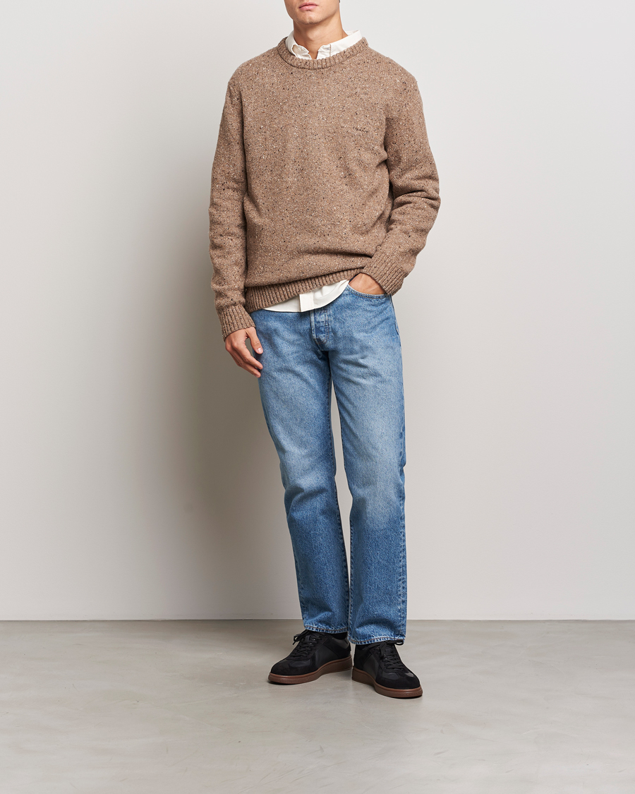 Herre | Trøjer | GANT | Neps Wool Crew Neck Brown Melange