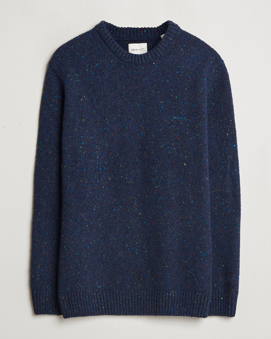 Herre | Trøjer | GANT | Neps Wool Crew Neck Evening Blue