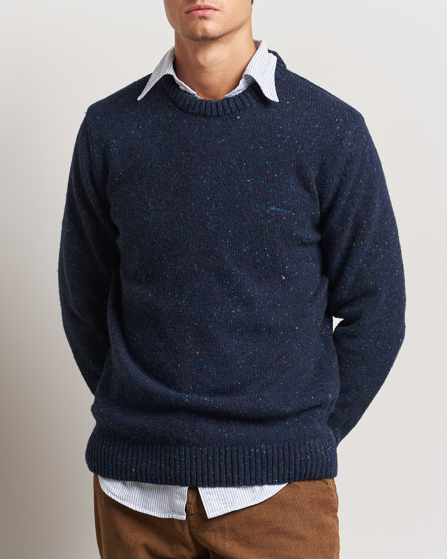 Herre | Trøjer | GANT | Neps Wool Crew Neck Evening Blue
