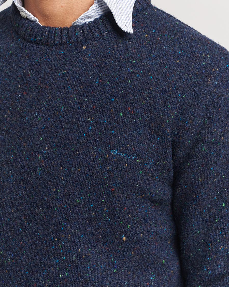 Herre | Trøjer | GANT | Neps Wool Crew Neck Evening Blue