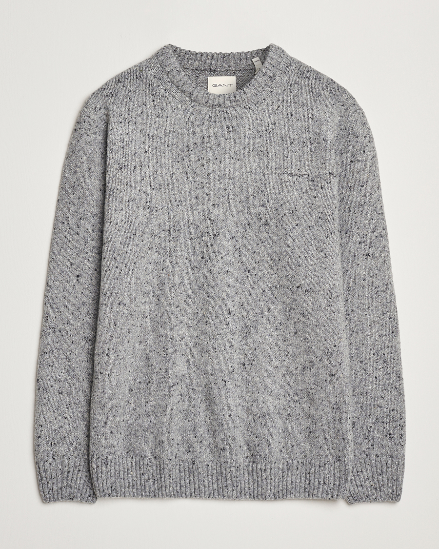 Herre | Trøjer | GANT | Neps Wool Crew Neck Grey Melange