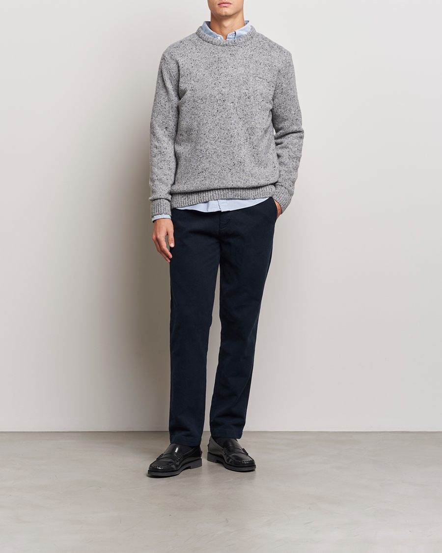 Herre | Trøjer | GANT | Neps Wool Crew Neck Grey Melange