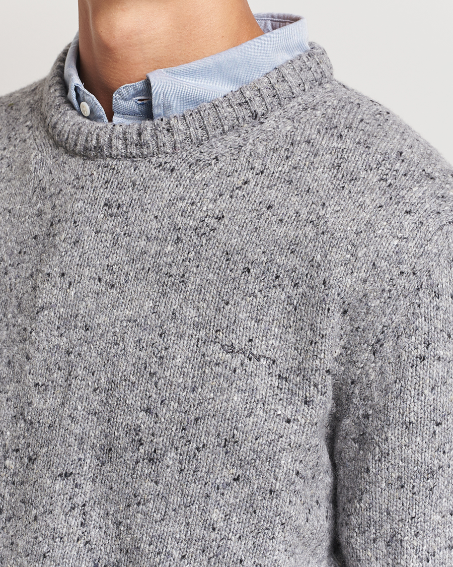 Herre | Trøjer | GANT | Neps Wool Crew Neck Grey Melange