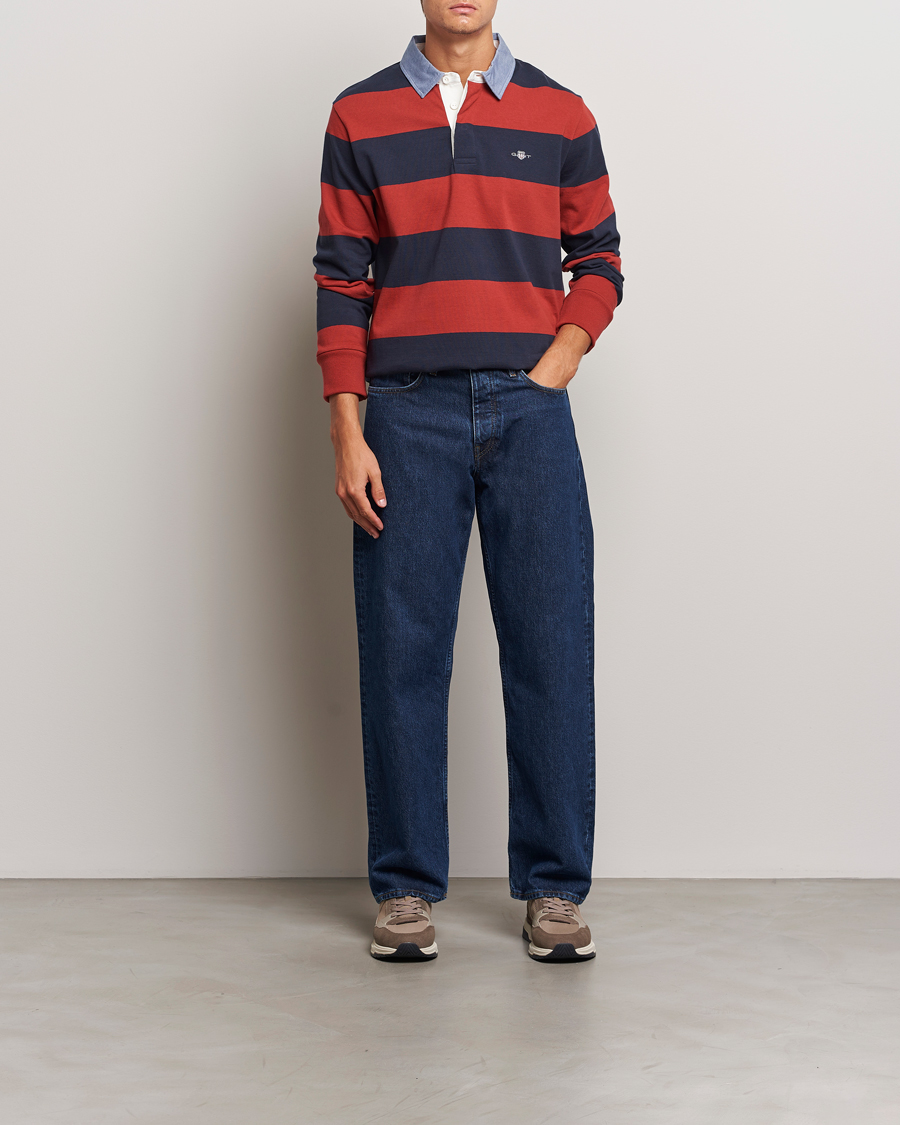 Herre | Trøjer | GANT | Original Barstriped Heavy Rugger Iron Red